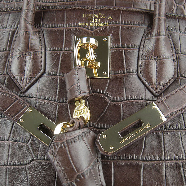 Replica Hermes Birkin 30cm Crocodile Veins Bag Dark Coffee 6088 On Sale - Click Image to Close